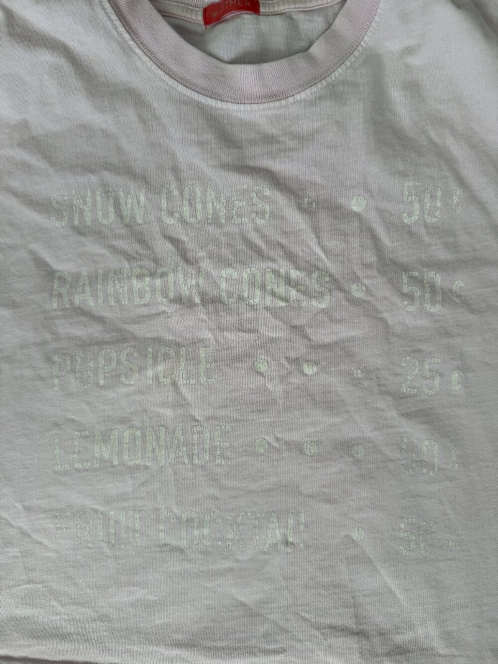 MOTHER The Grab Back Crop Tee- Pink-/White lettering L- in One of Each- Summer - Picture 7 of 7